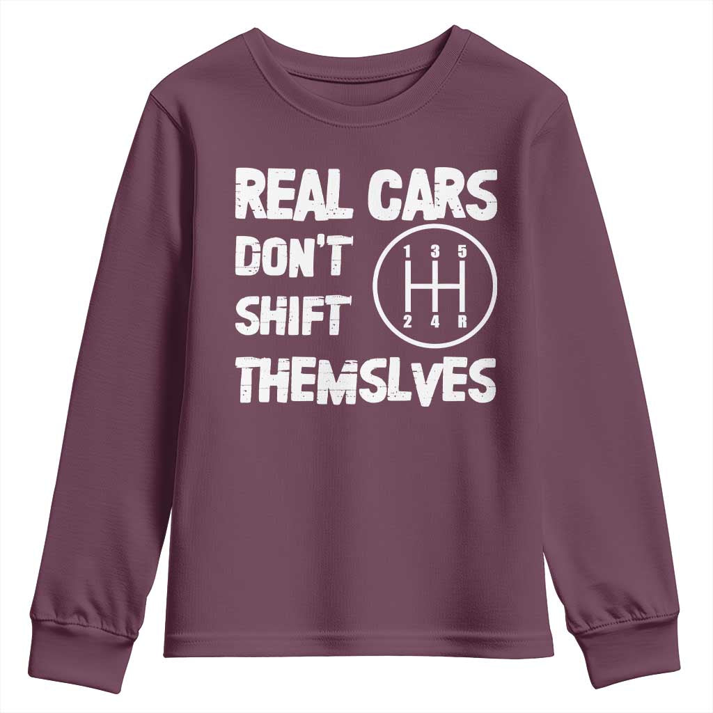 Racing Car Youth Sweatshirt Real Cars Don't Shift Themselves