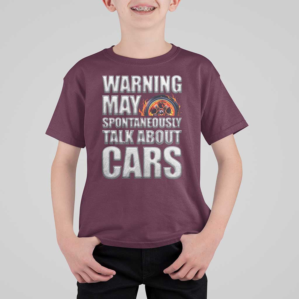Car Lover T Shirt For Kid Warning May Spontaneously Talk About Cars