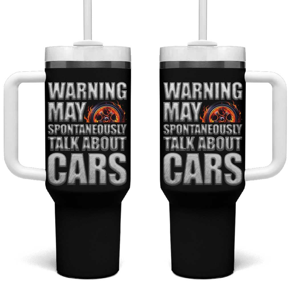 Car Lover Tumbler With Handle Warning May Spontaneously Talk About Cars