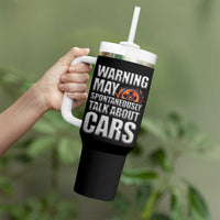 Car Lover Tumbler With Handle Warning May Spontaneously Talk About Cars
