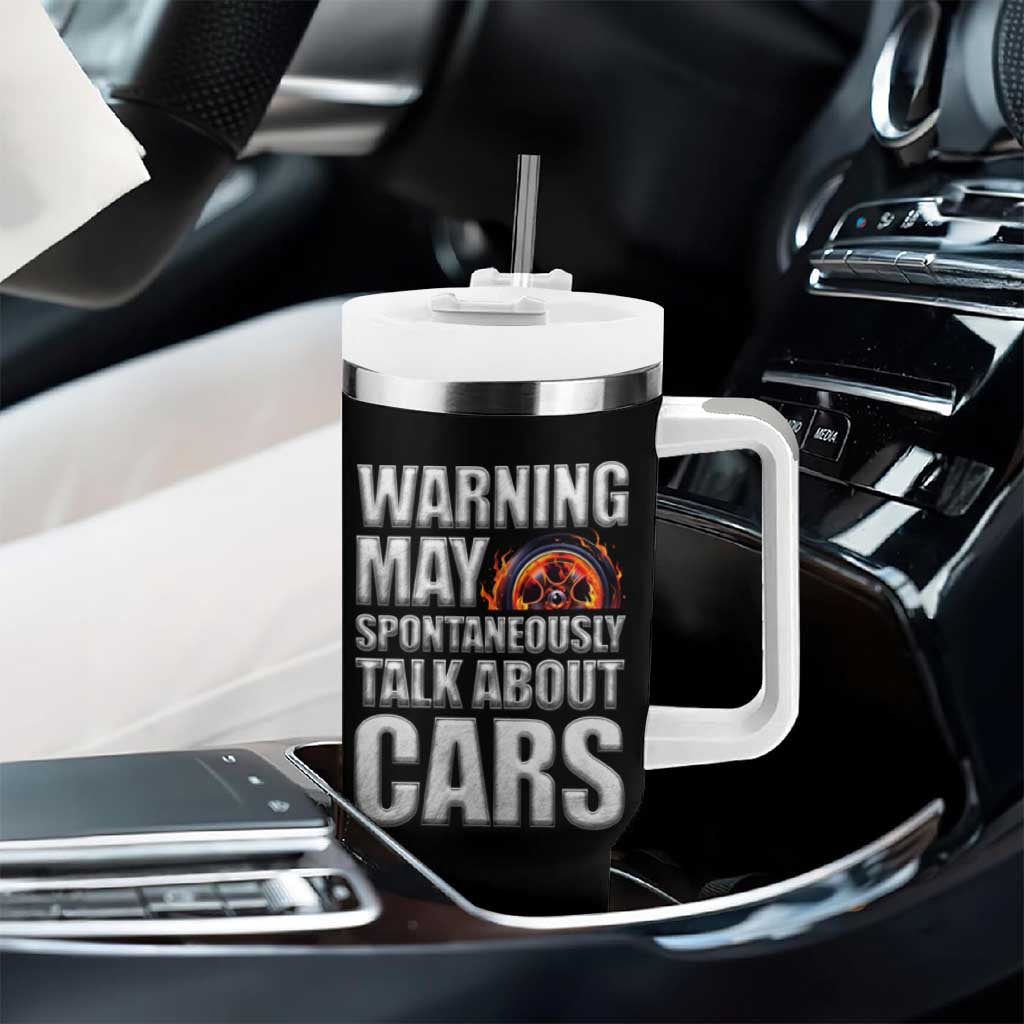 Car Lover Tumbler With Handle Warning May Spontaneously Talk About Cars