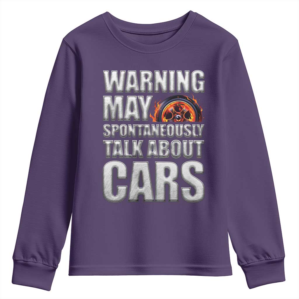 Car Lover Youth Sweatshirt Warning May Spontaneously Talk About Cars