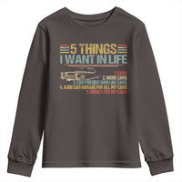 Car Lover Youth Sweatshirt 5 Things I Want In Life Cars More Cars