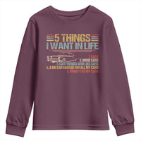 Car Lover Youth Sweatshirt 5 Things I Want In Life Cars More Cars