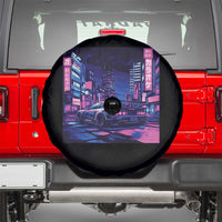 Tokyo Night Drive Spare Tire Cover Retro Futuristic JDM Street Racing Aesthetic