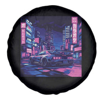 Tokyo Night Drive Spare Tire Cover Retro Futuristic JDM Street Racing Aesthetic