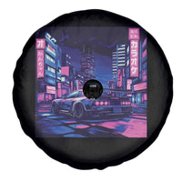 Tokyo Night Drive Spare Tire Cover Retro Futuristic JDM Street Racing Aesthetic
