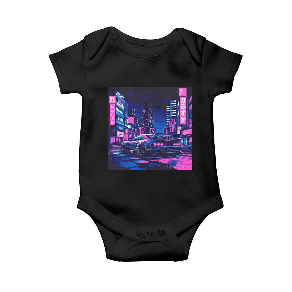 Tokyo Night Drive Baby Onesie Retro Futuristic JDM Street Racing Aesthetic