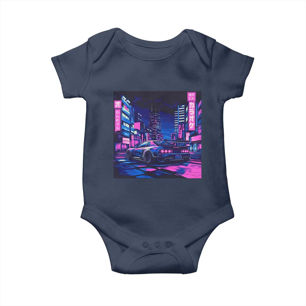 Tokyo Night Drive Baby Onesie Retro Futuristic JDM Street Racing Aesthetic