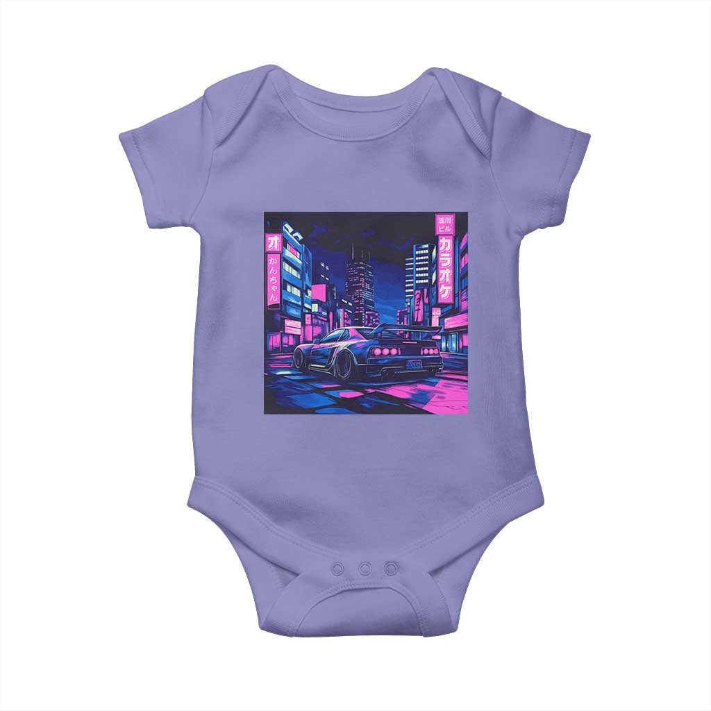 Tokyo Night Drive Baby Onesie Retro Futuristic JDM Street Racing Aesthetic