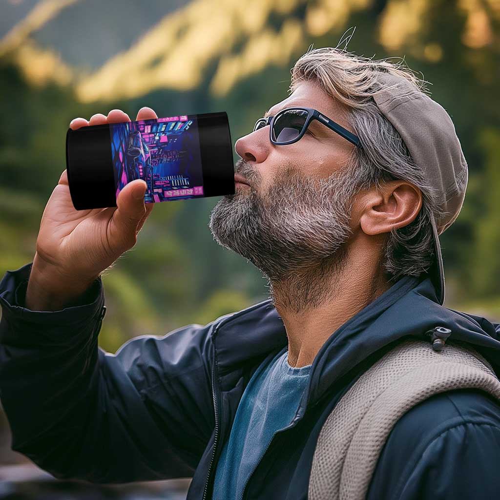 Tokyo Night Drive 4 in 1 Can Cooler Tumbler Retro Futuristic JDM Street Racing Aesthetic