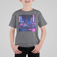 Tokyo Night Drive T Shirt For Kid Retro Futuristic JDM Street Racing Aesthetic