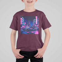 Tokyo Night Drive T Shirt For Kid Retro Futuristic JDM Street Racing Aesthetic