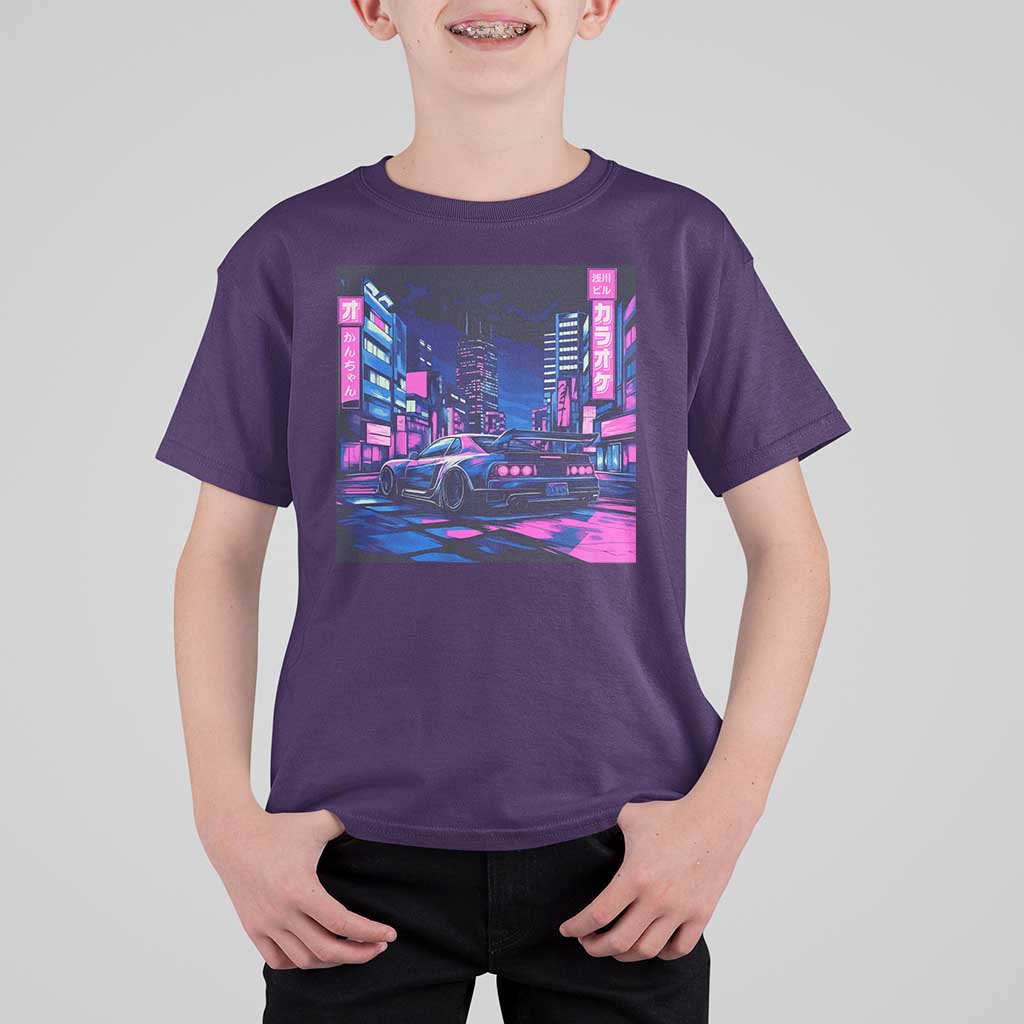 Tokyo Night Drive T Shirt For Kid Retro Futuristic JDM Street Racing Aesthetic