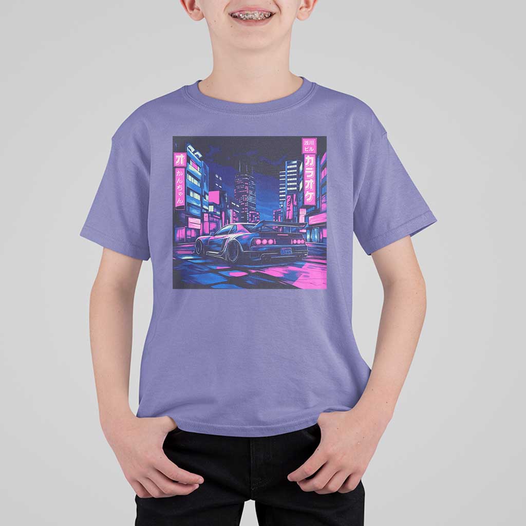 Tokyo Night Drive T Shirt For Kid Retro Futuristic JDM Street Racing Aesthetic