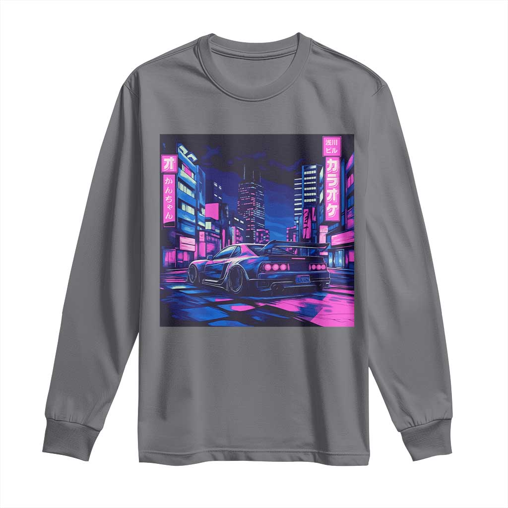 Tokyo Night Drive Long Sleeve Shirt Retro Futuristic JDM Street Racing Aesthetic