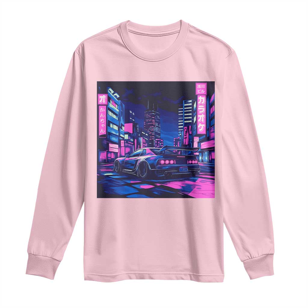 Tokyo Night Drive Long Sleeve Shirt Retro Futuristic JDM Street Racing Aesthetic