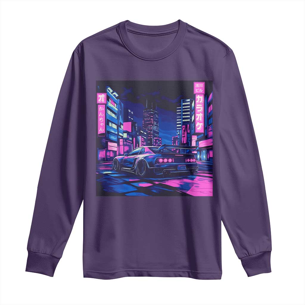 Tokyo Night Drive Long Sleeve Shirt Retro Futuristic JDM Street Racing Aesthetic