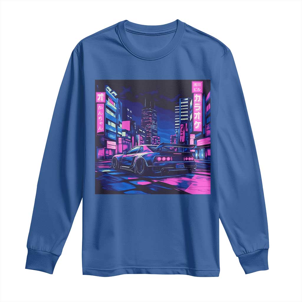 Tokyo Night Drive Long Sleeve Shirt Retro Futuristic JDM Street Racing Aesthetic