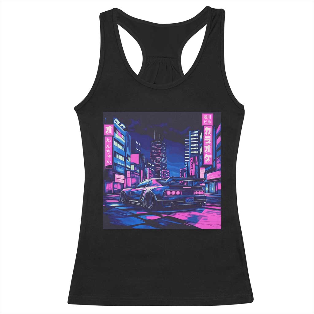 Tokyo Night Drive Racerback Tank Top Retro Futuristic JDM Street Racing Aesthetic