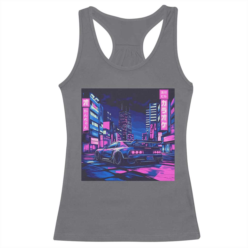 Tokyo Night Drive Racerback Tank Top Retro Futuristic JDM Street Racing Aesthetic
