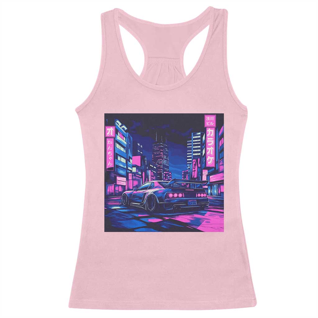 Tokyo Night Drive Racerback Tank Top Retro Futuristic JDM Street Racing Aesthetic