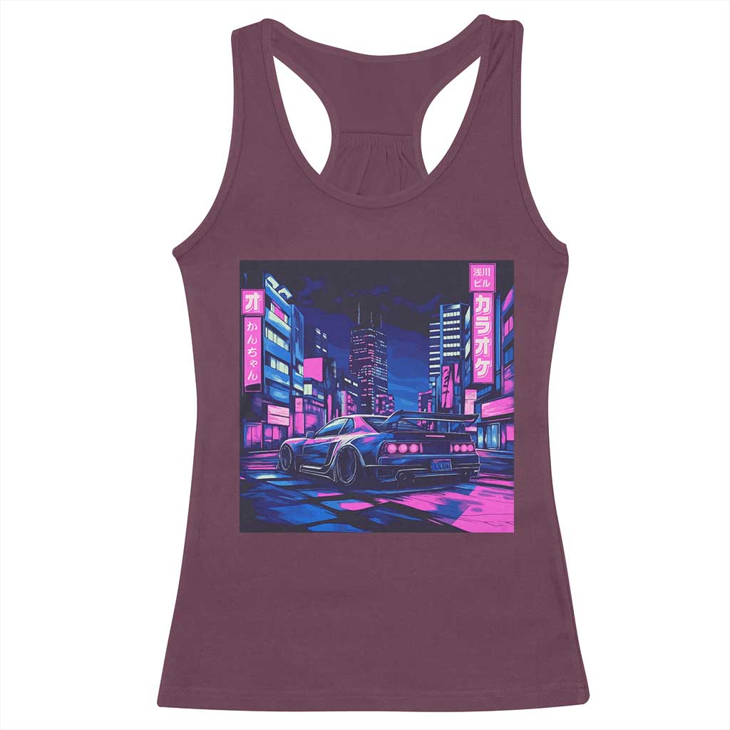 Tokyo Night Drive Racerback Tank Top Retro Futuristic JDM Street Racing Aesthetic