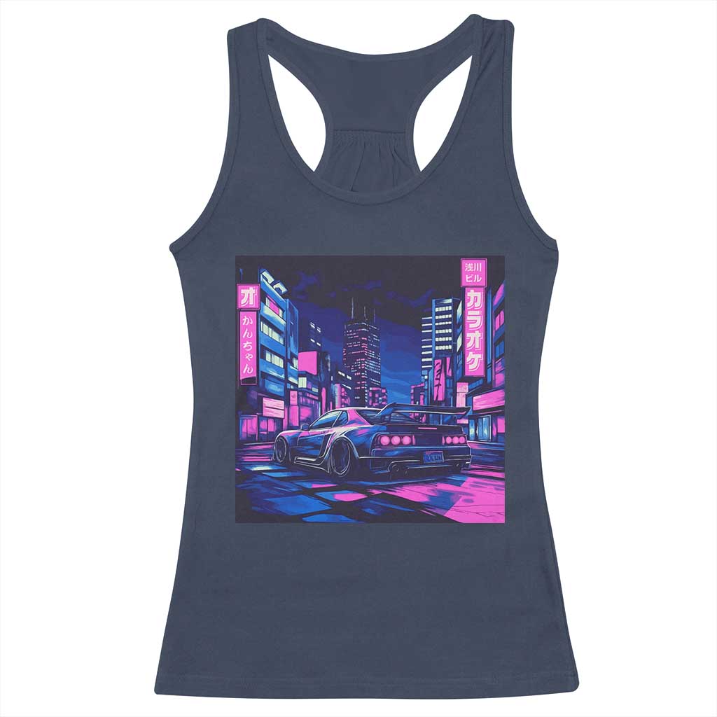 Tokyo Night Drive Racerback Tank Top Retro Futuristic JDM Street Racing Aesthetic