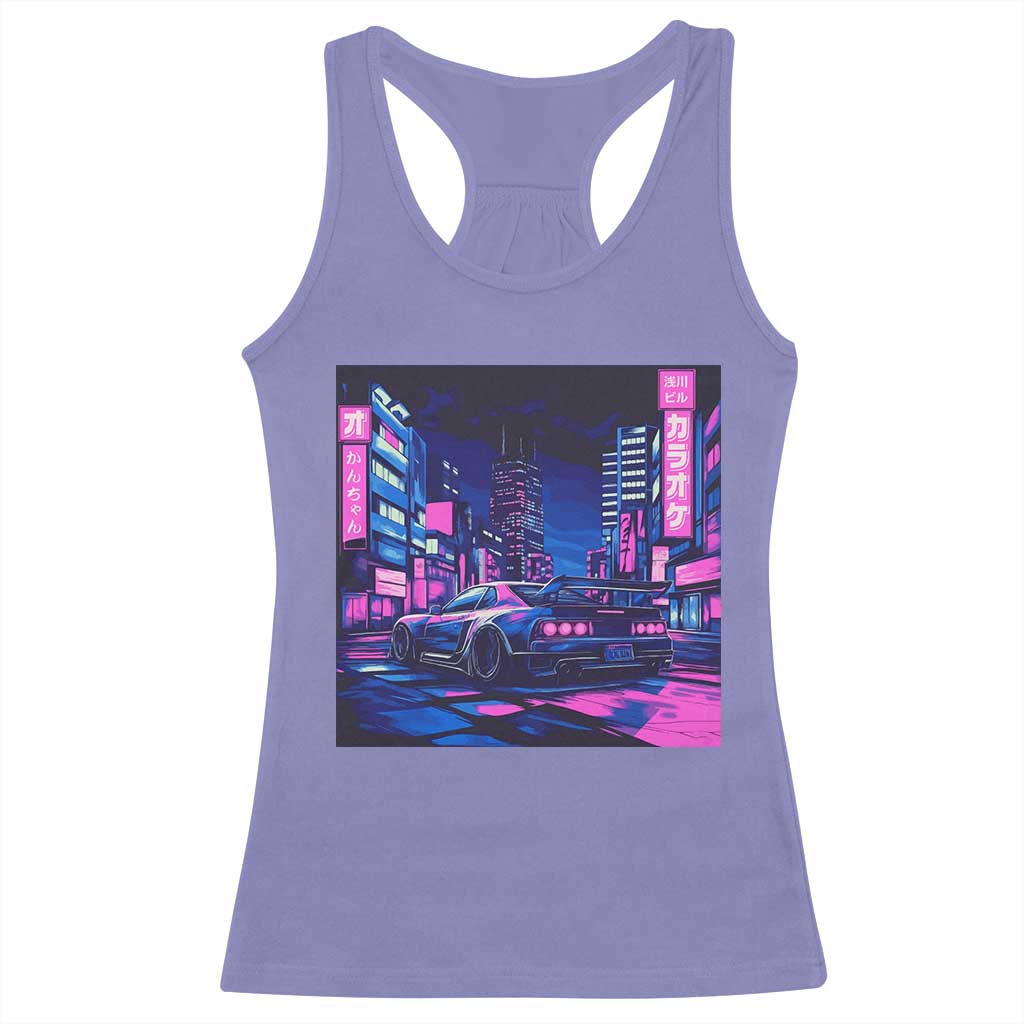 Tokyo Night Drive Racerback Tank Top Retro Futuristic JDM Street Racing Aesthetic