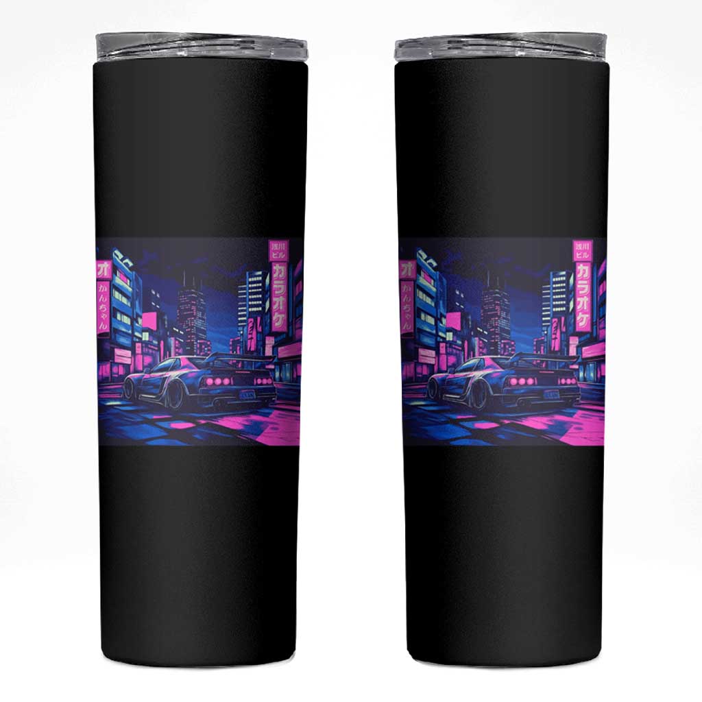 Tokyo Night Drive Skinny Tumbler Retro Futuristic JDM Street Racing Aesthetic