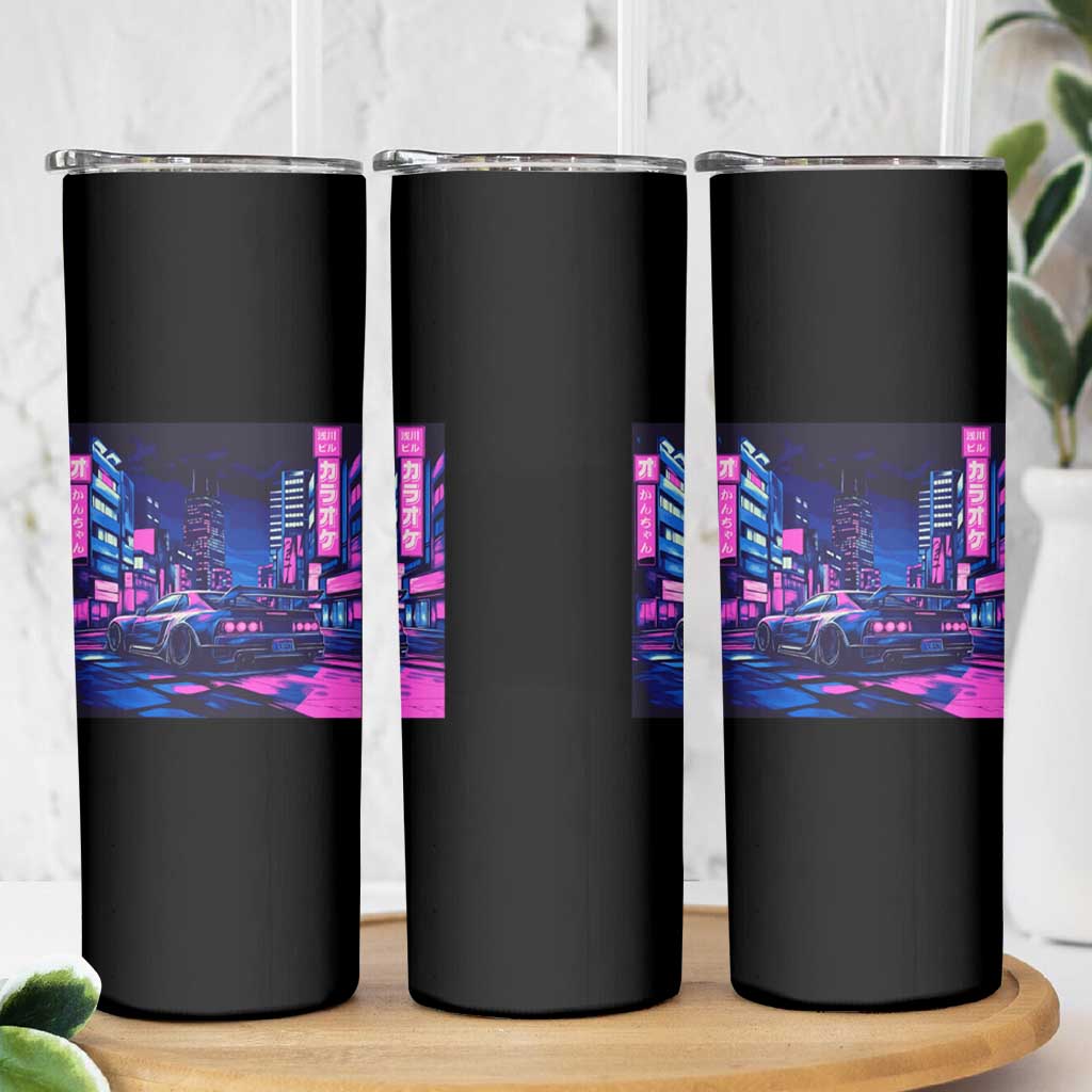 Tokyo Night Drive Skinny Tumbler Retro Futuristic JDM Street Racing Aesthetic