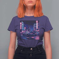 Tokyo Night Drive T Shirt For Women Retro Futuristic JDM Street Racing Aesthetic