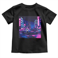 Tokyo Night Drive Toddler T Shirt Retro Futuristic JDM Street Racing Aesthetic