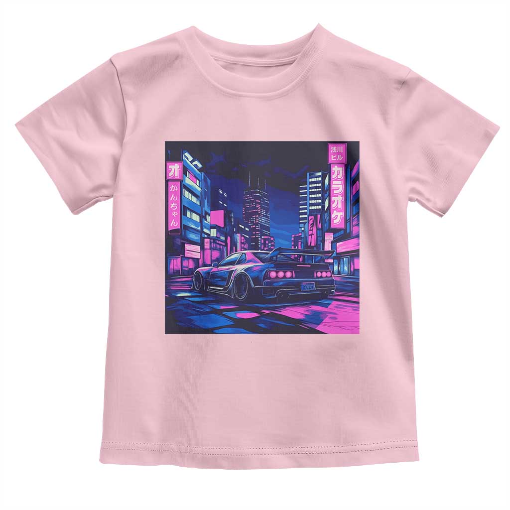 Tokyo Night Drive Toddler T Shirt Retro Futuristic JDM Street Racing Aesthetic