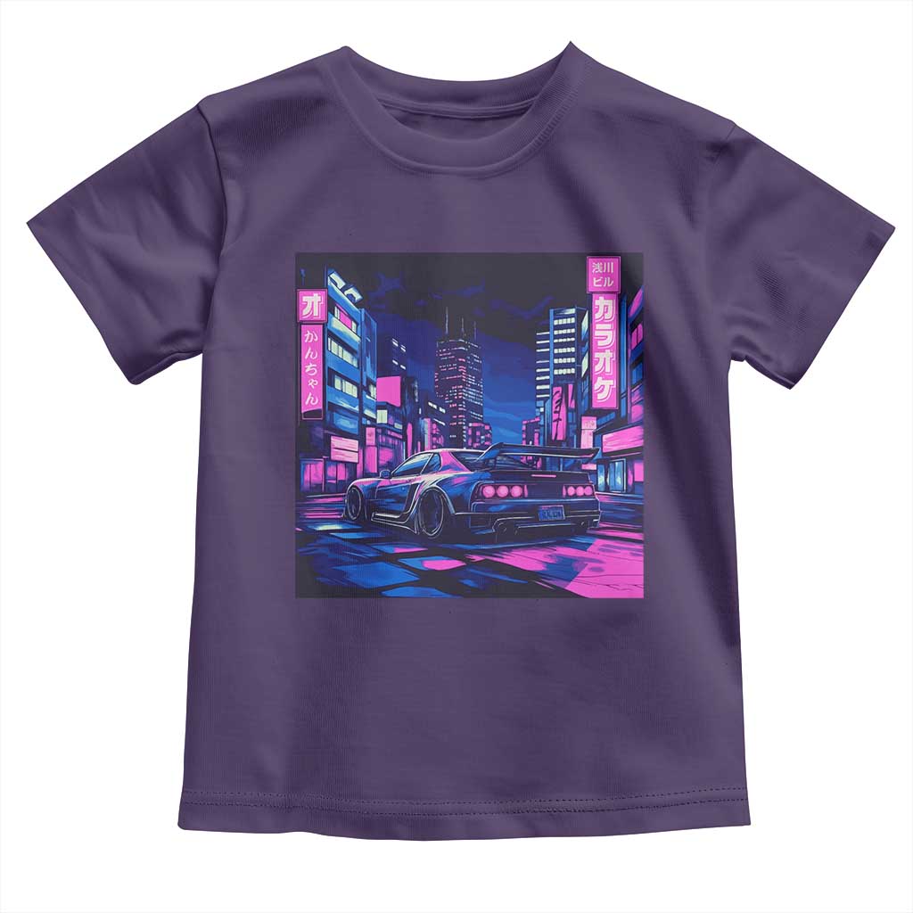 Tokyo Night Drive Toddler T Shirt Retro Futuristic JDM Street Racing Aesthetic