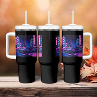 Tokyo Night Drive Tumbler With Handle Retro Futuristic JDM Street Racing Aesthetic