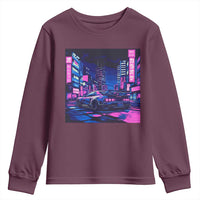 Tokyo Night Drive Youth Sweatshirt Retro Futuristic JDM Street Racing Aesthetic
