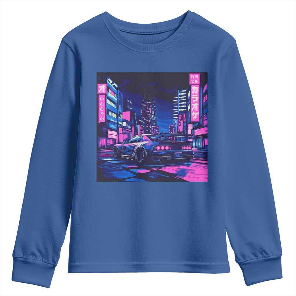 Tokyo Night Drive Youth Sweatshirt Retro Futuristic JDM Street Racing Aesthetic