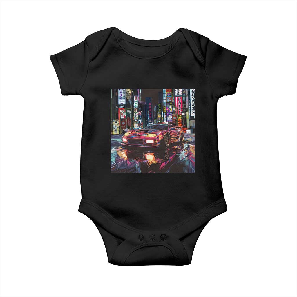 Tokyo Night Racer Baby Onesie JDM Street Racing Neon Aesthetic