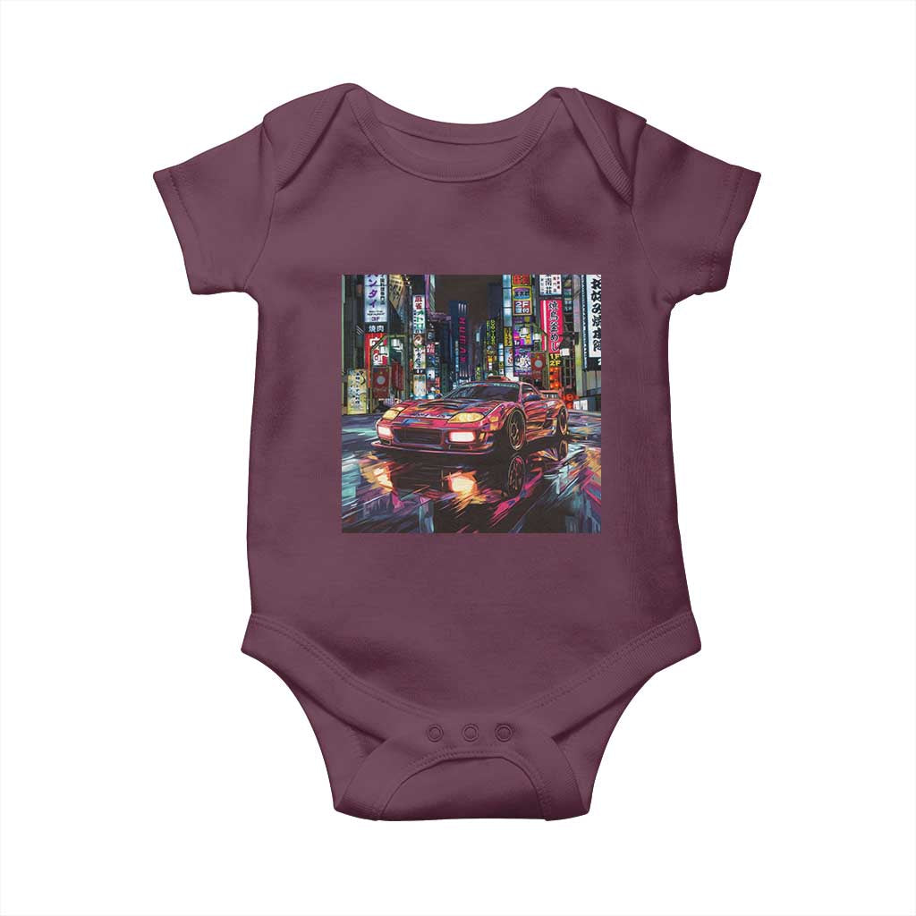 Tokyo Night Racer Baby Onesie JDM Street Racing Neon Aesthetic