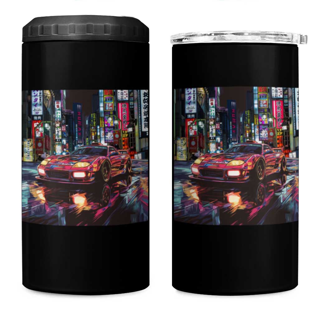 Tokyo Night Racer 4 in 1 Can Cooler Tumbler JDM Street Racing Neon Aesthetic