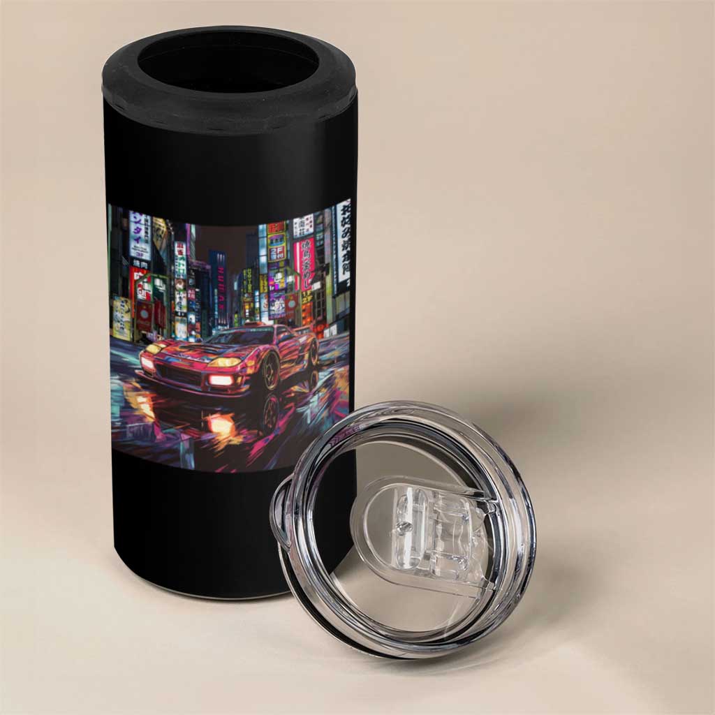 Tokyo Night Racer 4 in 1 Can Cooler Tumbler JDM Street Racing Neon Aesthetic