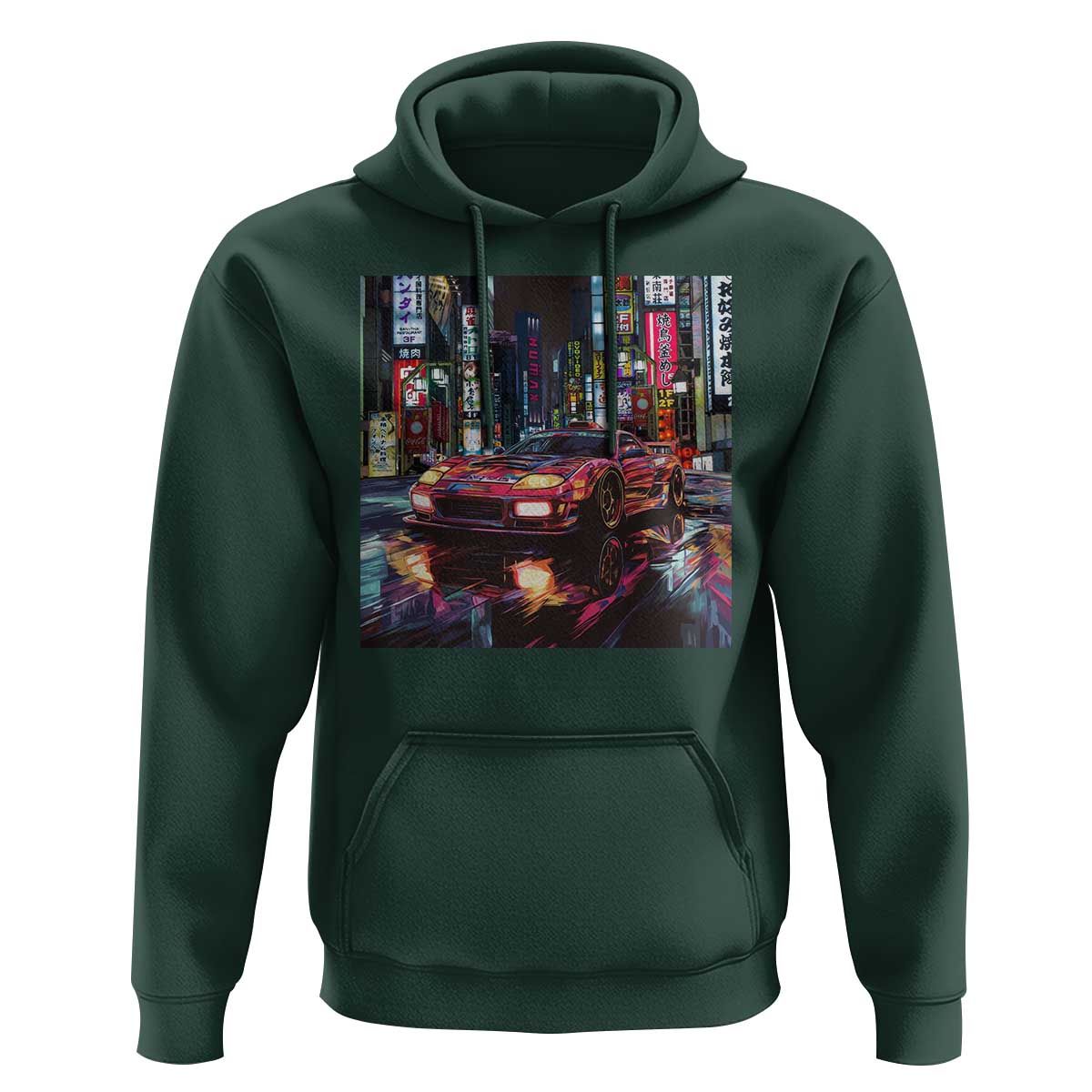 Tokyo Night Racer Hoodie JDM Street Racing Neon Aesthetic
