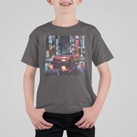 Tokyo Night Racer T Shirt For Kid JDM Street Racing Neon Aesthetic