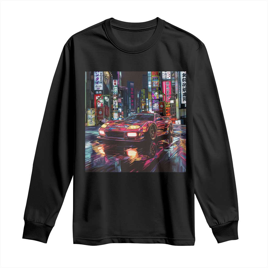 Tokyo Night Racer Long Sleeve Shirt JDM Street Racing Neon Aesthetic