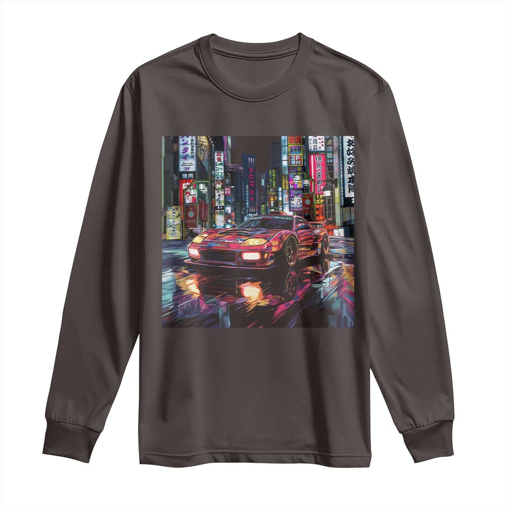 Tokyo Night Racer Long Sleeve Shirt JDM Street Racing Neon Aesthetic