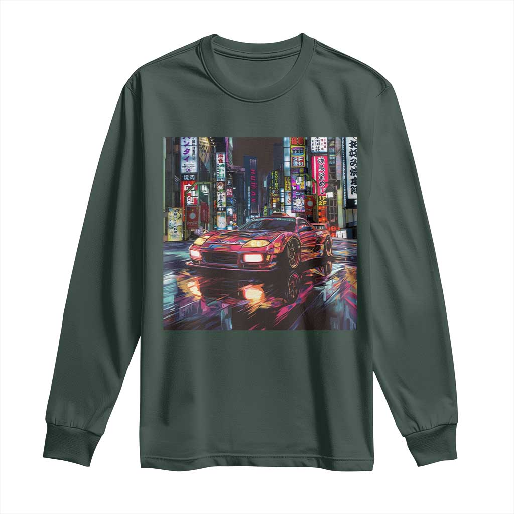 Tokyo Night Racer Long Sleeve Shirt JDM Street Racing Neon Aesthetic