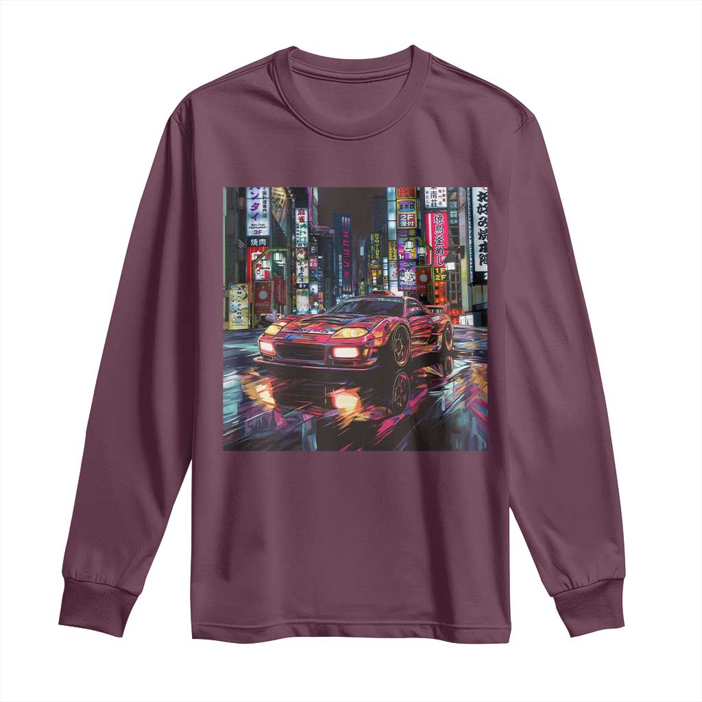 Tokyo Night Racer Long Sleeve Shirt JDM Street Racing Neon Aesthetic