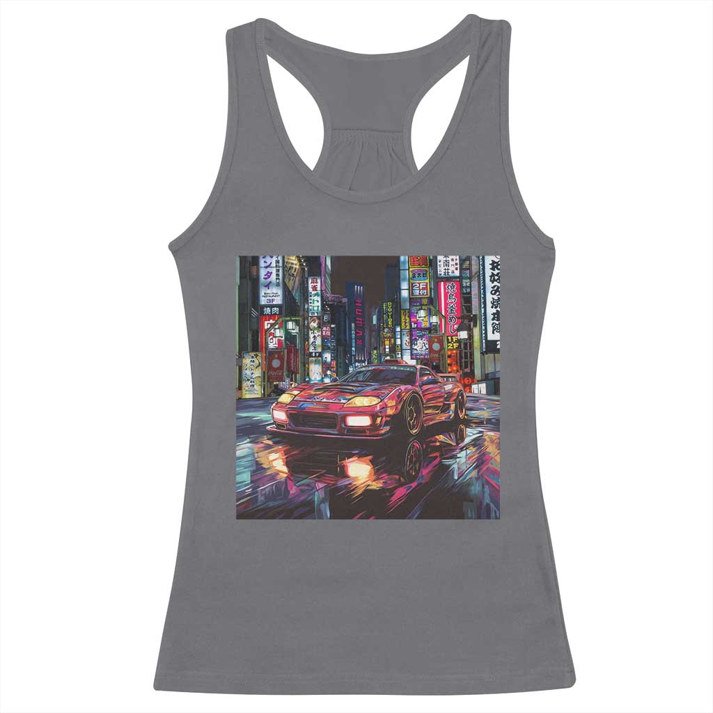 Tokyo Night Racer Racerback Tank Top JDM Street Racing Neon Aesthetic