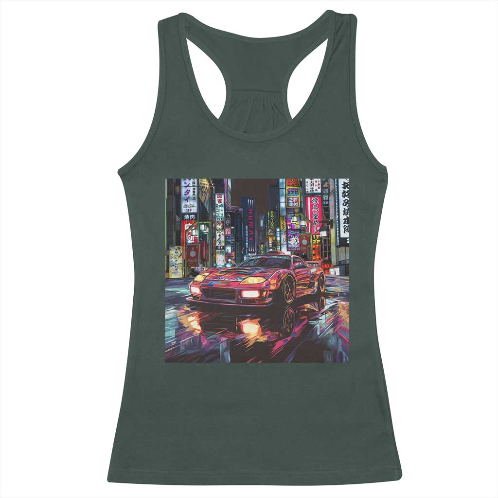 Tokyo Night Racer Racerback Tank Top JDM Street Racing Neon Aesthetic